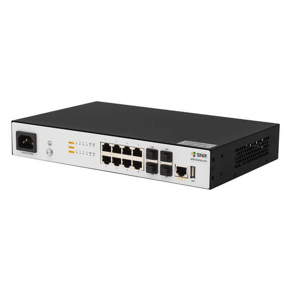Фото SNR Управляемый коммутатор уровня 2+, 8 портов 10/100/1000Base-T, 4 порта 1/10G SFP+, встроенный БП ~220V AC