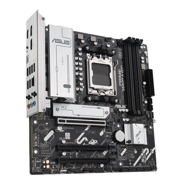 Фото ASUS PRIME B840M-A WIFI, AM5, B840, 4*DDR5, 4*SATA, 3*M.2, 2*USB 3.2, 4*USB 2.0, Type-C, 4*PCIx16, 2* DP+HDMI, mATX; 90MB1J20-M0EAY0