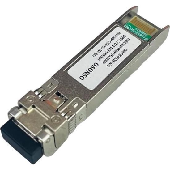OSNOVO SFP-S2LC16-10G-1550-1550 Оптический SFP+ Модуль 10G. Single Mode. 10 Гбит/c. 2LC. 16дБ. до 40км. Tx:1550/Rx:1550. DDM 0…+70°С.