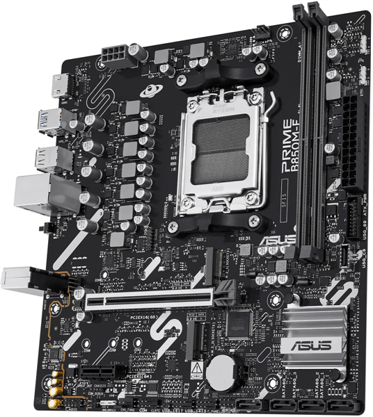 Фото ASUS PRIME B850M-F, AM5, B850, 2*DDR5, 4*SATA, 2*M.2, 4*USB 3.2, 4*USB 2.0, 3*PCIx16, 2*PCIx1, DP+HDMI, mATX; 90MB1N90-M0EAY0