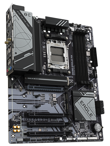 Фото GIGABYTE B650 EAGLE AX, AM5, B650, 4*DDR5, 4*SATA, 3*M.2, 2*USB 3.2, 6*USB 2.0, Type-C, 4*PCIx16, DP+HDMI, ATX