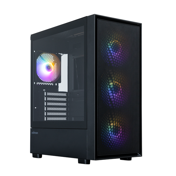 ZALMAN S6, ATX, BLACK, WINDOW, 1xCombo (2.5'' or 3.5''), 3x2.5'', 1x3.5'', 1xUSB Type C, 1xUSB3.0, 2xUSB2.0, FRONT 3x140mm FRGB, REAR 1x120mm FRGB