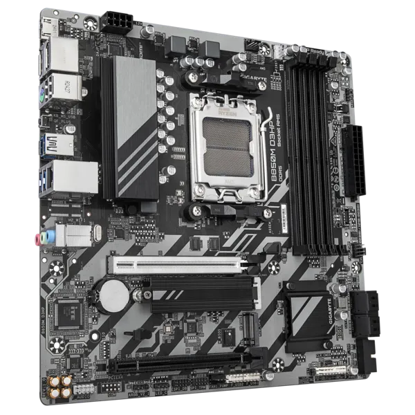 Фото GIGABYTE B850M D3HP, AM5, B850, 4*DDR5, 4*SATA, 2*M.2, 3*USB 3.2, 2*USB 2.0, Type-C, 1*PCIx16, 1*PCIx1, 2*DP+HDMI, mATX