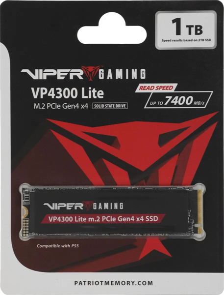 Фото Patriot Viper VP4300 Lite 1TB M.2 2280 NVMe PCIe 4.0 x4 R7400/W6400 TBW 800TB 3D NAND