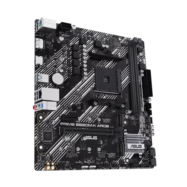 Фото ASUS PRIME B550M-K ARGB, AM4, B550, 2*DDR4, 4*SATA, 2*M.2, 4*USB 3.2, 2*USB 2.0, 2*PCIx16, 1*PCIx1, DP+HDMI, mATX