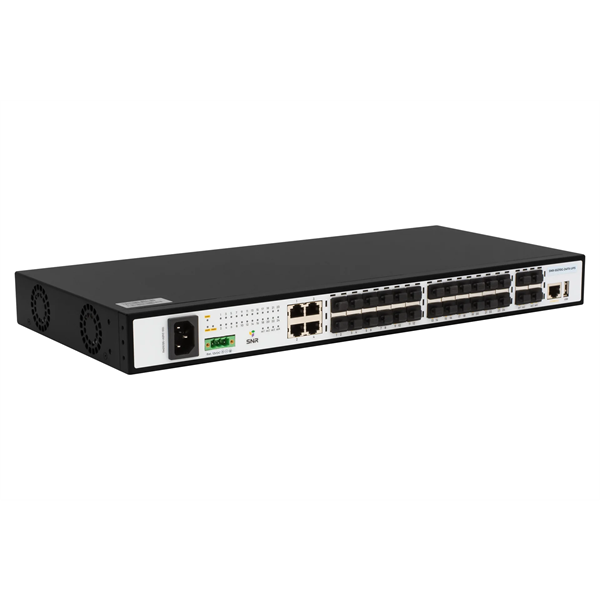 Фото SNR Управляемый коммутатор уровня 2+, 20 портов 100/1000Base-X SFP, 4 порта Combo 10/100/1000Base-T|100/1000Base-X SFP, 4 порта 1/10G SFP+, встроенный БП ~220V AC, разъем для АКБ 12V с возможностью за
