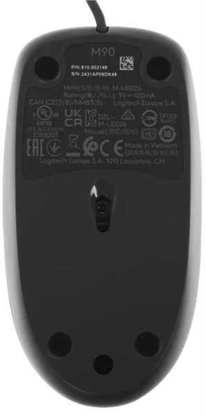 Фото Logitech M90 Optical Mouse, USB, Black, 1000dpi, CN, [910-001795/910-001794/910-001793]