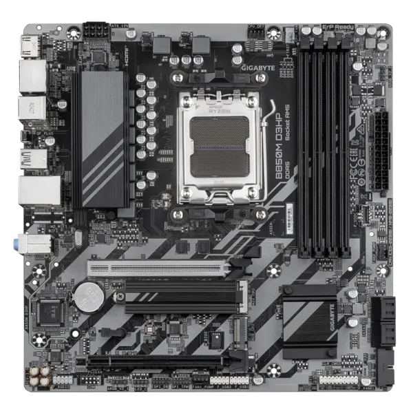 GIGABYTE B850M D3HP, AM5, B850, 4*DDR5, 4*SATA, 2*M.2, 3*USB 3.2, 2*USB 2.0, Type-C, 1*PCIx16, 1*PCIx1, 2*DP+HDMI, mATX