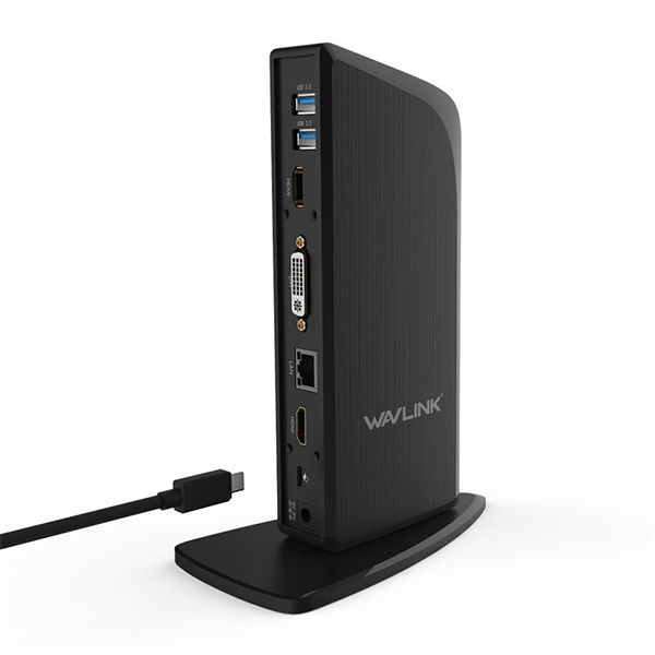 Фото Docking Station WAVLINK USB-C&USB3.0 Universal with 65W PowerDelivery Include 20V/5A PowerAdapter/4xUSB3.0/2xUSB-C/1xHDMI 4K 30HZ/1xHDMI 2K 50HZ/1xDVI/DVItoVGA adapter/1xGigabit LAN/1xAudio In/Out