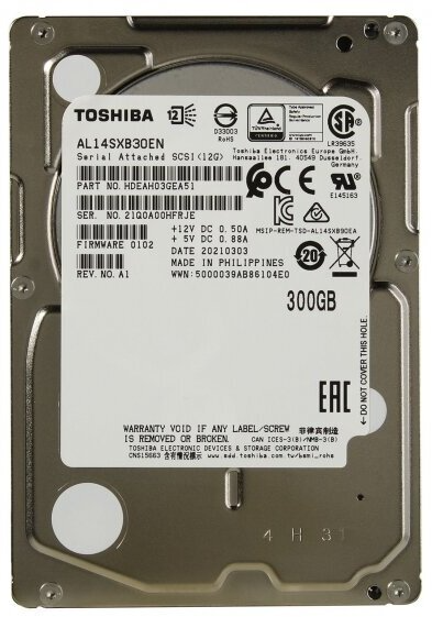 Toshiba Enterprise HDD 2.5" SAS 300GB, 15000 rpm, 128MB buffer, 512n, AL14SXB30EN, 1 year