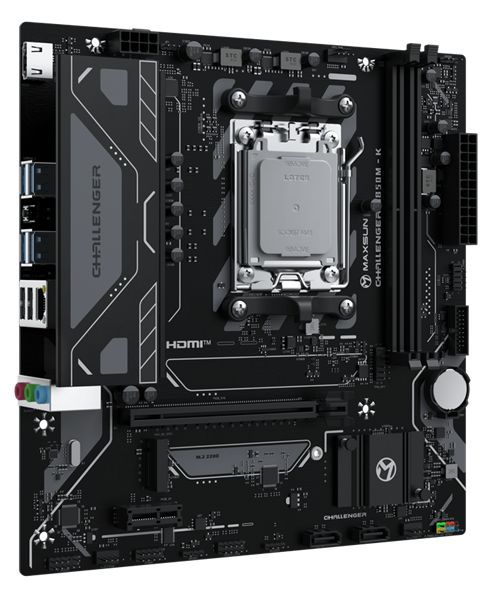 Фото MAXSUN MS-Challenger B850M-K, AM5, B850, 2*DDR5, 2*SATA3, M.2, 4*USB 3.2, 2*USB 2.0, 1*PCIEx16, 1*PCIEx1, DP+HDMI, mATX