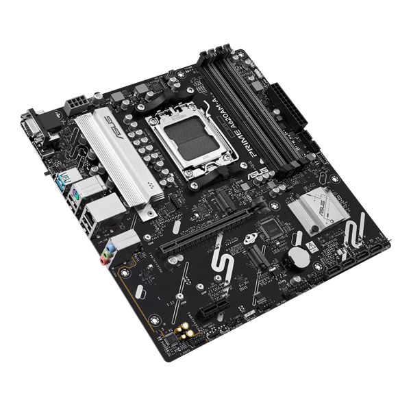 Фото ASUS PRIME A620AM-A-CSM, AM5, A620A, 4*DDR5, 4*SATA, 2*M.2, 2*USB 3.2, 4*USB 2.0, 1*PCIx16, 1*PCIx1, DP+VGA+HDMI, mATX;