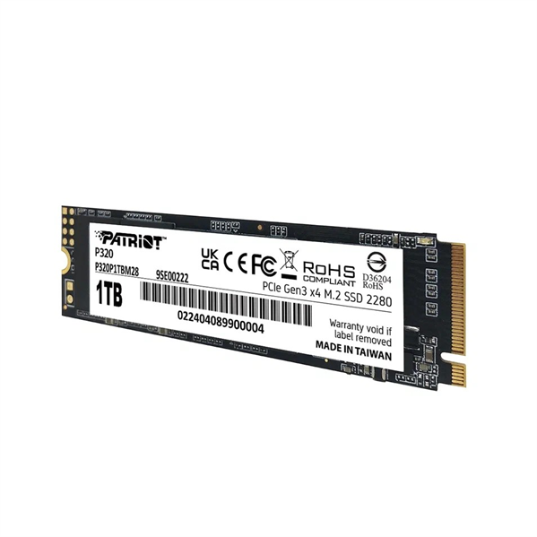 Фото Patriot SSD P320 1TB M.2 2280 NVMe PCIe 3.0 x4 R3000/W2200 TBW 480TB 3D NAND