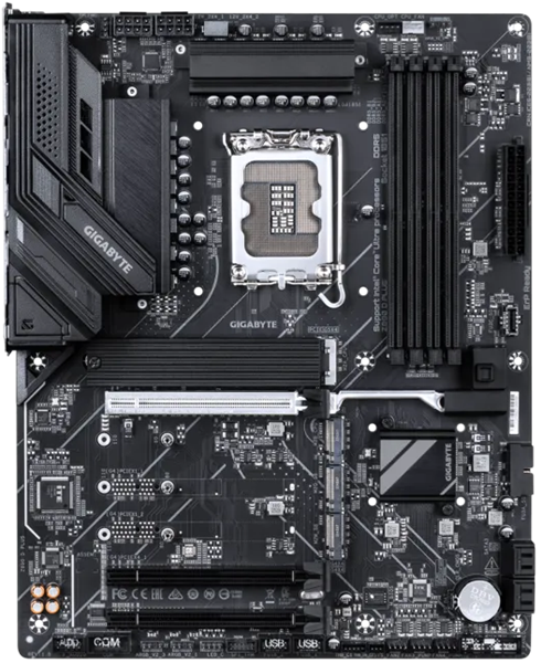 Фото GIGABYTE Z890 D PLUS, LGA1851, Z890, 4*DDR5, 4*SATA, 4*M.2, 5*USB 3.2, 4*USB 2.0, Type-C, 3*PCIx16, 3*PCIx1, DP, ATX