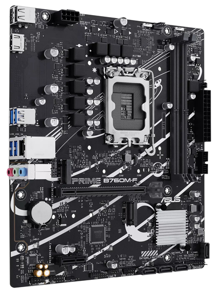Фото ASUS PRIME B760M-F, LGA1700, B760, 2*DDR5, 4*SATA, 2*M.2, 4*USB 3.2, 2*USB 2.0, 1*PCIx16, 1*PCIx1, HDMI+DP, mATX; 90MB1IK0-M0EAY0