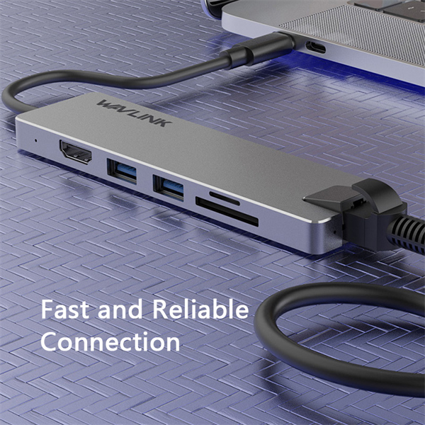 Фото Docking Station WAVLINK USB-C Travel Mini/100W PowerDelivery/ 2xUSB3.0/1xHDMI 4K 60HZ/1xGigabit LAN/SD/Micro SD Card Reader