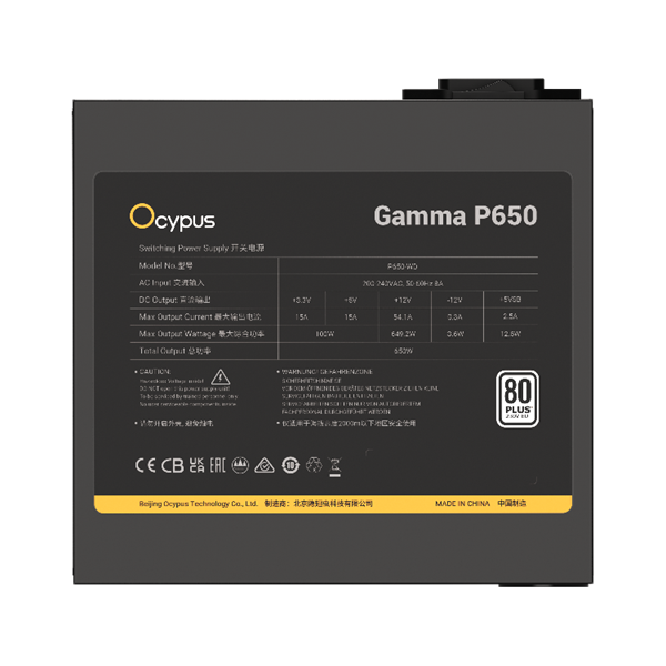 Фото Ocypus Gamma P650, 650W, APFC, 80+, 120mm Fan (P650-W)