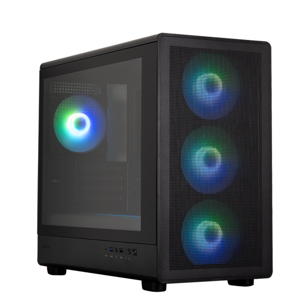 ZALMAN M5, MATX, BLACK, WINDOW, 1xCombo (3.5'' or 2.5''), 1x3.5", 2x2.5", 1xUSB2.0, 1xUSB3.0, 1xUSB Type-C, FRONT 3x120mm ARGB, REAR 1x120mm ARGB