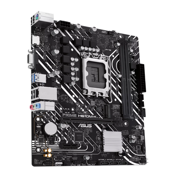 Фото ASUS PRIME H610M-K, LGA1700, H610, 2*DDR5, 4*SATA, 1*M.2, 2*USB 3.2, 4*USB 2.0, 1*PCIx16, 1*PCIx1, HDMI+VGA, mATX; 90MB1GA0-M0EAY0