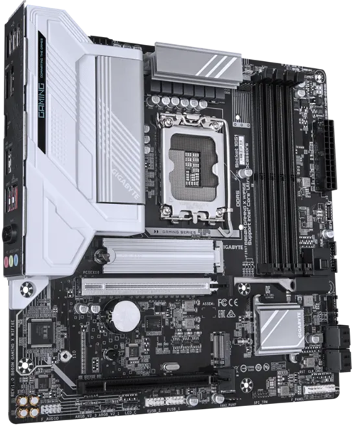 Фото GIGABYTE B860M GAMING X WIFI6E, LGA1851, B860, 4*DDR5, 4*SATA, 2*M.2, 4*USB 3.2, 2*USB 2.0, 2*PCIx16, DP+HDMI, mATX