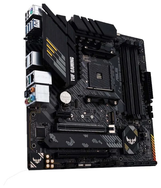 Фото ASUS TUF GAMING B550M-PLUS, Socket AM4, B550, 4*DDR4, HDMI+DP, CrossFireX, SATA3 + RAID, Audio, 2,5Gb LAN, USB 3.2*8, USB 2.0*6, COM*1 header (w/o cable) mATX ; 90MB14A0-M0EAY0
