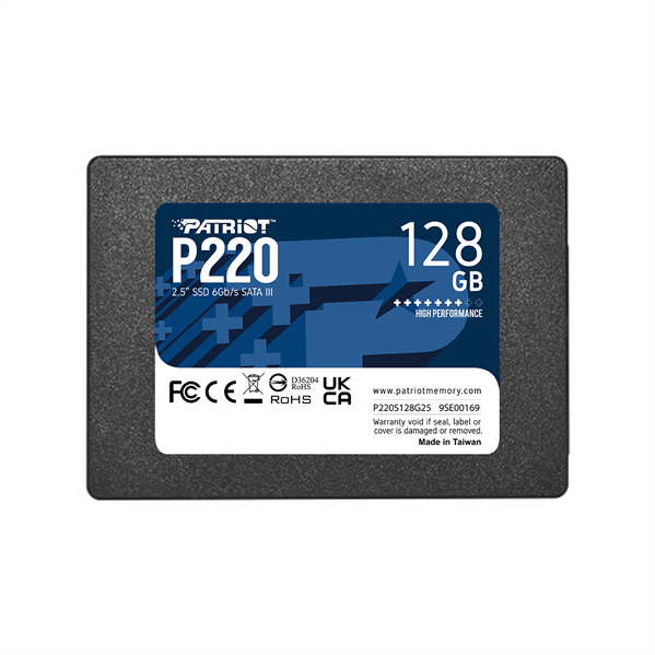 Фото Patriot SSD P220 128GB SATA3 2.5" R550/W480 TBW 60TB 3D NAND