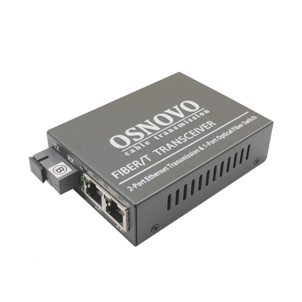 OSNOVO OMC-100-21S5b Оптический медиаконвертер Fast Ethernet. 2 медных порта(RJ45) 10/100Base-T (IEEE 802.3i, IEEE 802.3u, IEEE 802.3x), 1 оптический порт (SC, tx1550нм/rx1310нм) 100Base-FX. Дальность