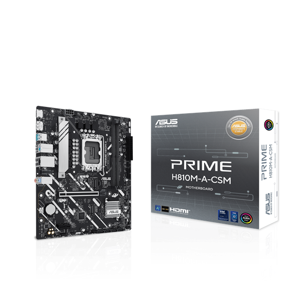 Фото ASUS PRIME H810M-A-CSM, LGA1851, H810, 2*DDR5, 4*SATA, 2*M.2, 2*USB 3.2, 4*USB 2.0, 1*PCIx16, 1*PCIx1, HDMI+DP, mATX; 90MB1KK0-M0EAYC
