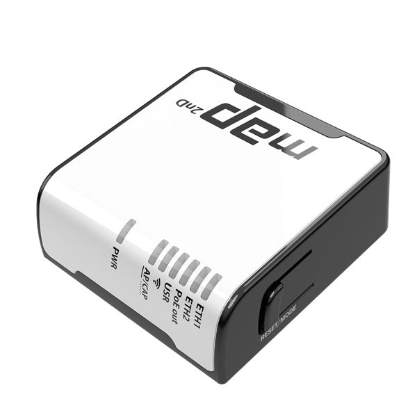 Фото MikroTik mAP with AR9531 650MHz CPU, 64MB RAM, 2xLAN, built-in 2.4Ghz 802.11bgn Dual Chain wireless with integrated antennas, microUSB, RouterOS L4, plastic case, PSU , POE-out