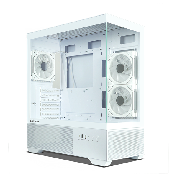 Фото ZALMAN CHRONIX V2, ATX, WHITE, WINDOW, 1xCombo (3.5’’ or 2.5’’), 1x3.5’’HDD, 2x2.5’’SSD, 1xUSB2.0, 1xUSB3.0, 1xUSB Type-C, SIDE 2x120mm ARGB, REAR 1x120mm ARGB