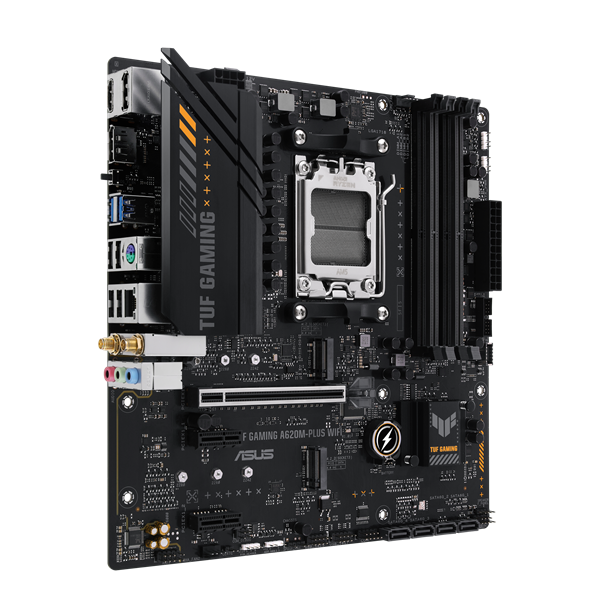 Фото ASUS TUF GAMING A620M-PLUS WIFI, AM5, A620, 4*DDR5, 4*SATA, 2*M.2, 2*USB 3.2, 4*USB 2.0, 2*PCIx16, 2*PCIx1, 2*DP+HDMI, mATX; 90MB1F00-M0EAY0