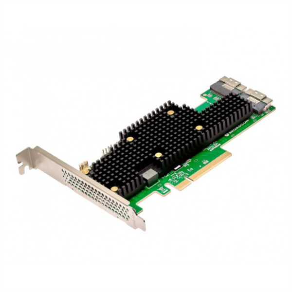 Broadcom HBA Controller 9600-16i, PCIe 4.0 x8 LP, Tri-Mode SAS/SATA/NVMe 24G HBA, 16port (2*int SFF8654), SAS4016, 1 year