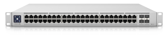 Ubiquiti Switch Enterprise 48 PoE Layer 3, PoE switch with (48) 2.5GbE, 802.3at PoE+ RJ45 ports and (4) 10G SFP+ ports.