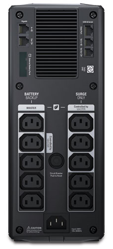 Фото APC Back-UPS Pro Power Saving RS, 1500VA/865W, 230V, AVR, 10xC13 outlets (5 Surge & 5 batt.), XL (1хBR24BP(G)), Data/DSL protrct, 10/100 Base-T, USB, PCh, user repl. batt., 1 year warranty