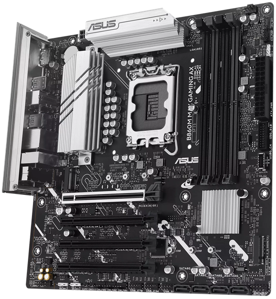 Фото ASUS B860M MAX GAMING AX, LGA1851, B860, 4*DDR5, 4*SATA, 3*M.2, 4*USB 3.2, 4*USB 2.0, Type-C, 2*PCIx16, DP, mATX; 90MB1JZ0-M0EAY0