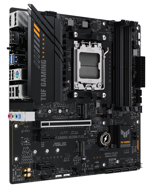 Фото ASUS TUF GAMING A620M-PLUS, AM5, A620, 4*DDR5, 4*SATA, 2*M.2, 2*USB 3.2, 4*USB 2.0, 2*PCIx16, 2*PCIx1, 2*DP+HDMI, mATX; 90MB1EZ0-M0EAY0