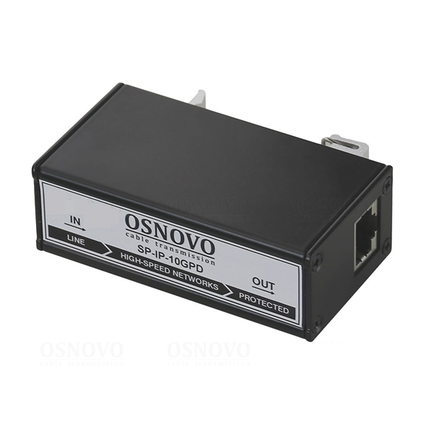 OSNOVO SP-IP-10GPD Устройство грозозащиты для локальной вычислительной сети (скорость до 2,5 Гбит/с для кабеля Сat5e, скорость до 10 Гбит/с для кабеля Сat6a) с защитой линий PoE (af/at/bt, методы A +