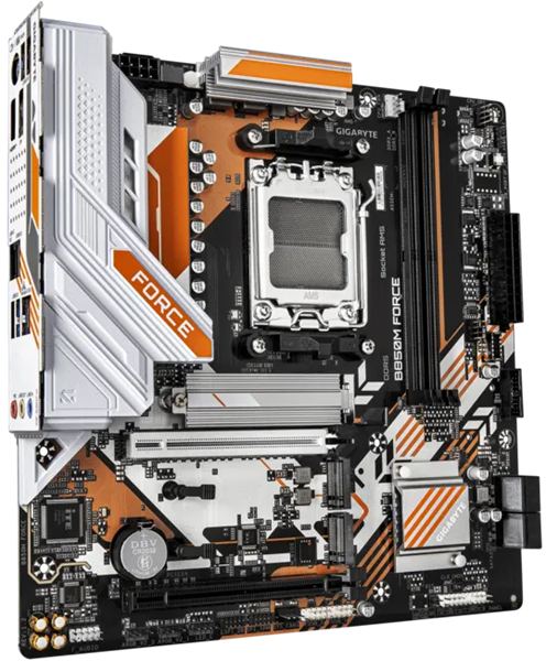 Фото GIGABYTE B850M FORCE, AM5, B850, 2*DDR5, 4*SATA, 3*M.2, 3*USB 3.2, 2*USB 2.0, Type-C, 2*PCIx16, 1*PCIx1, DP+HDMI, mATX