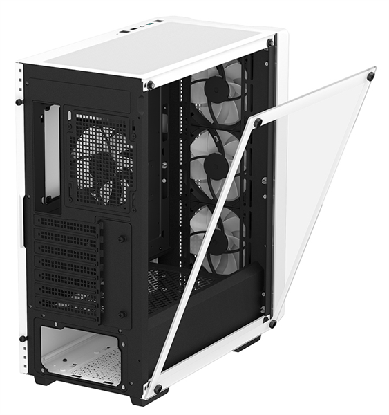 Фото Deepcool CC560 WH V2 без БП, боковое окно (закаленное стекло), 3x120мм LED вентилятор спереди и 1x120мм LED вентилятор сзади, белый, ATX (R-CC560-WHGAA4-G-2)