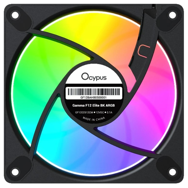 Фото Ocypus Gamma F12 Elite BK ARGB 3 IN 1, 120x120x25mm, 4-PIN PWM, 600-1800 RPM, 26 DBA MAX, HYDRO BEARING