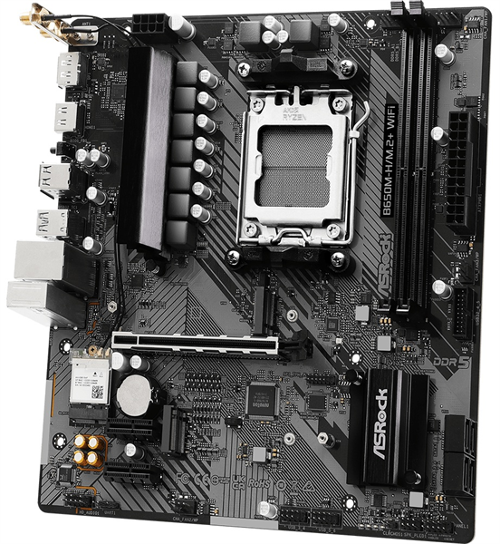 Фото ASROCK B760M PRO RS WIFI, LGA1700, B760, 4*DDR5, 4*SATA, 3*M.2, 3*USB 3.2, 2*USB 2.0, Type-C, 2*PCIx16, 1xM.2 (Key E), HDMI+DP, mATX