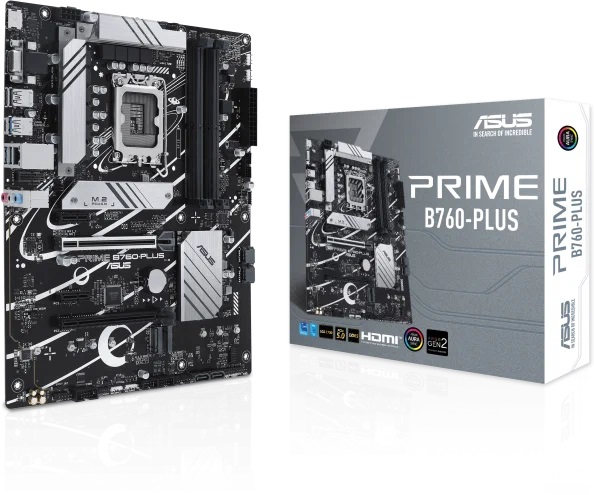 Фото ASUS PRIME B760-PLUS, LGA1700, B760, 4*DDR5, 4*SATA, 3*M.2, 3*USB 3.2, 2*USB 2.0, Type-C, 2*PCIx16, 2*PCIx1, DP+VGA+HDMI, ATX; 90MB1EF0-M1EAY0