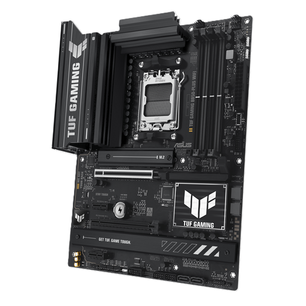 Фото ASUS TUF GAMING B850-PLUS WIFI, AM5, B850, 4*DDR5, 4*SATA, 3*M.2, 7*USB 3.2, 2*USB 2.0, Type-C, 3*PCIx16, 2*PCIx1, DP+HDMI, ATX; 90MB1J30-M0EAY0