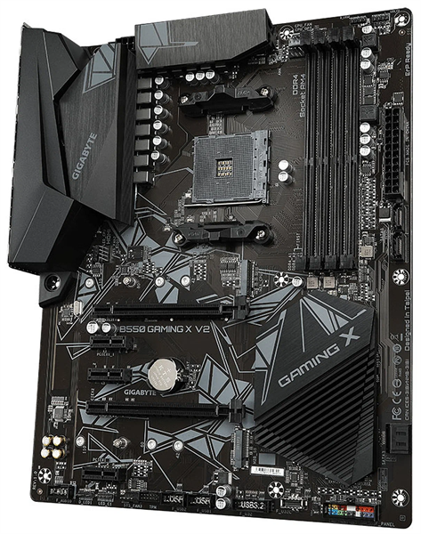 Фото GIGABYTE B550 GAMING X V2, AM4, B550, 4*DDR4, 4*SATA, 2*M.2, 4*USB 3.2, 2*USB 2.0, 2*PCIx16, 3*PCIx1, HDMI+DVI, ATX