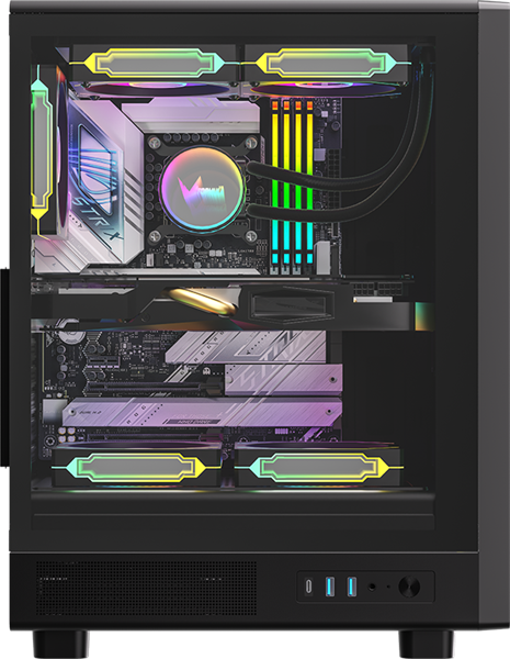 Фото Formula V Line MANA Dynamic Black AR, ATX, TYPE-C*1, USB3.0*2, FRONT 3x120mm ARGB, REAR 1x120mm ARGB