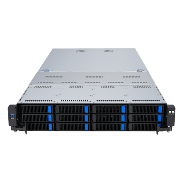Фото ASUS RS720-E11-RS12U 2U, 2x LGA4677, 32x DDR5(4800), 12x 3,5 (8xNVMe/SAS/SATA+4 NVMe/SATA), 2xM.2 slot 2280, 6x PCIe G5 x8 or 3 x PCIe G5 x16, up to 4 dual-slot GPUs, 1x OCP 3.0, 2x10Gbe RJ45, 2x2600W