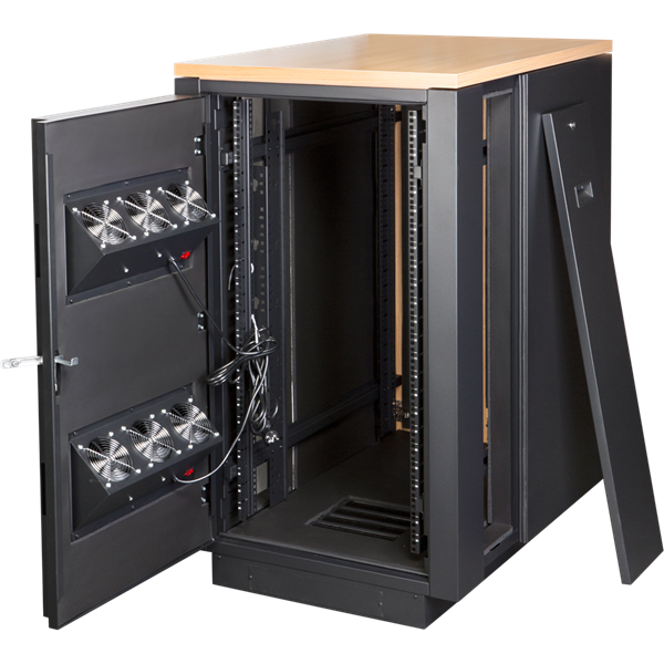 Фото Шкаф LANMASTER SOUNDPROOF звукоизолированный 24U 750x1130 мм, отделка под дерево, цвет лиственница