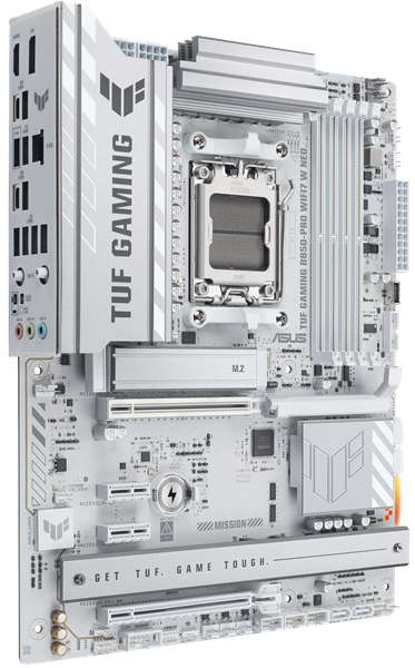 Фото ASUS TUF GAMING B850-PRO WIFI7 W NEO, AM5, B850, 4*DDR5, 4*SATA, 3*M.2, 4*USB 3.2, 2*USB 2.0, Type-C, 3*PCIx16, 2*PCIx1, DP+HDMI, ATX; 90MB1NW0-M0EAY0