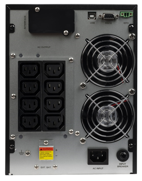 Фото SMARTWATT ИБП онлайн, чистый синус, мощность 2000/1800 ВА/Вт, напольный, LCD дисплей, порт USB, RS232, EPO, SNMP слот, IEC13 - 8 шт., встроенные АКБ 4*9 Ач (3703020430003)