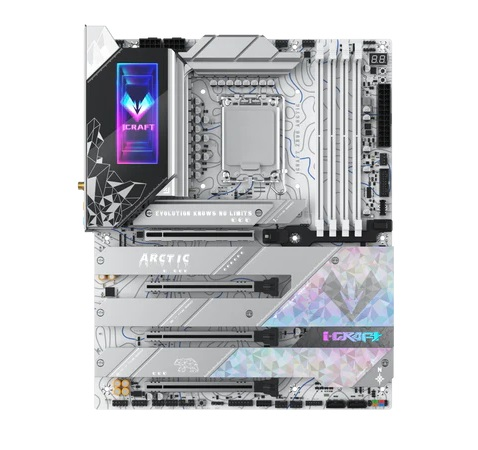 Фото MAXSUN MS-iCraft Z890 ARCTIC, LGA1851, Z890, 4*DDR5, 4*SATA3, 4*M.2, USB 3.2, USB 2.0, Type-C, 4*PCIEx16, HDMI+DP, ATX